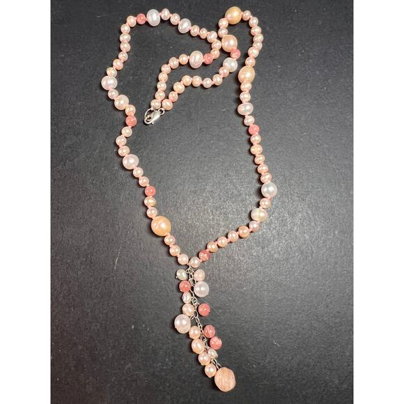 NEW freshwater pearl multi stone necklace with sterling silver clasp - Picture 4 of 15